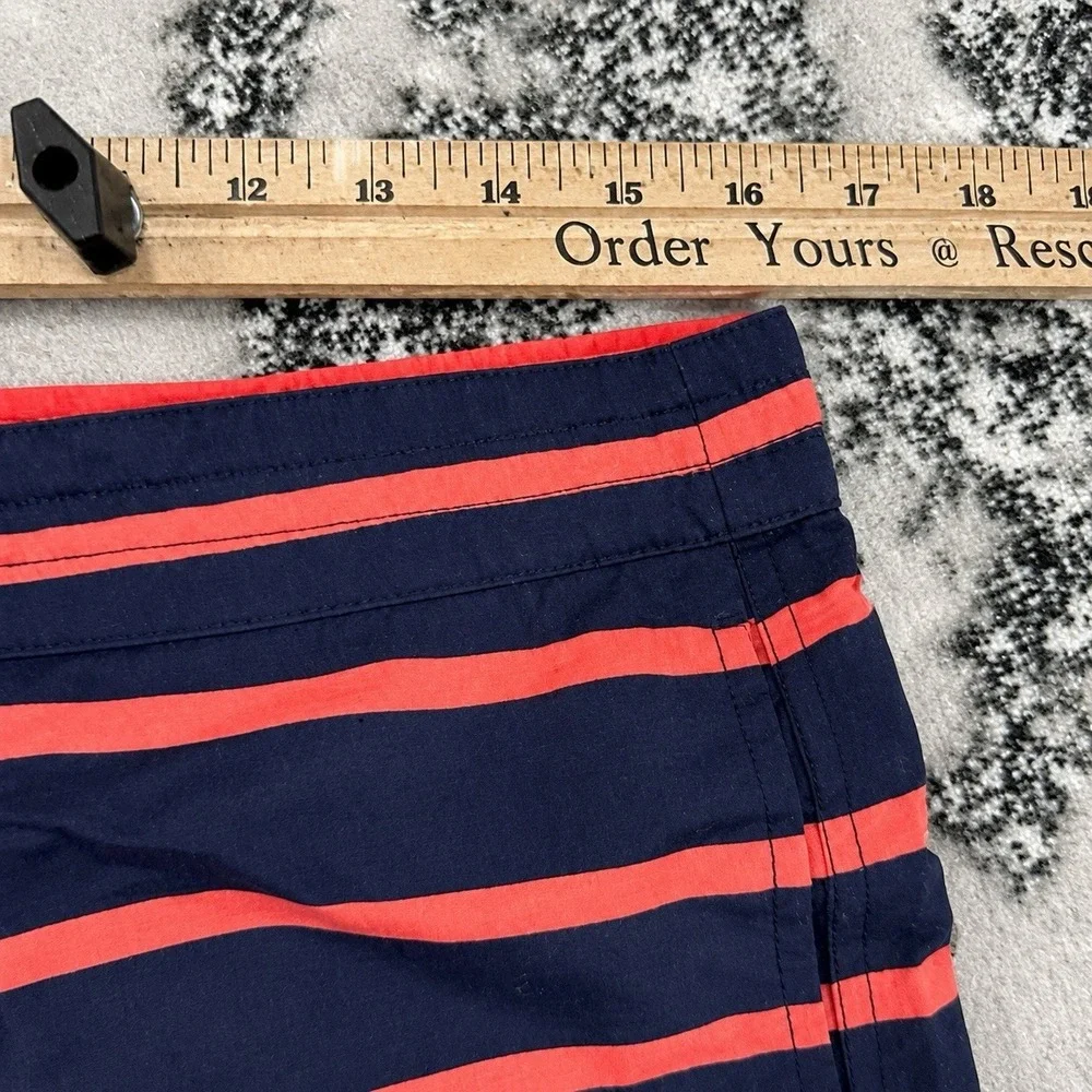 GAP Mens M Navy Coral Stripe Swim Trunks Drawstring Board Shorts Nylon